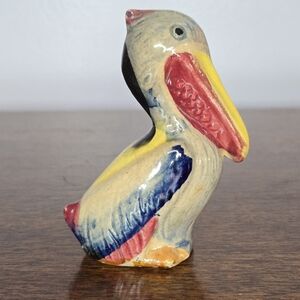 Vintage Pelican Cordial Japanese Colorful Ceramic Bird Figurine Mid Century